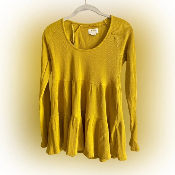 Maeve Anthropologie  Waffle Knit Longsleeve Scoop neck Top Size XS - Picture 1 of 9